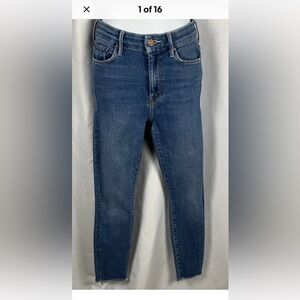 MOTHER Women’s Size 25 High Waisted Looker Ankle Fray Jeans In‎ Big Sky